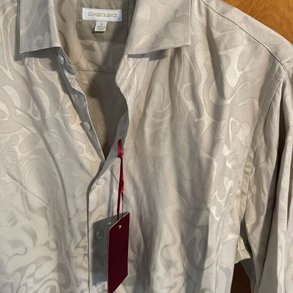 Tan Dress Shirt Mens Medium Consequence Club Shirt - Picture 2 of 2